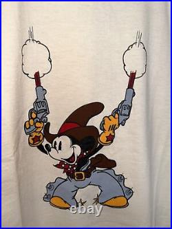 VTG 80s Walt Disney Cowboy Mickey Mouse single stitch T Shirt Medium Made in USA