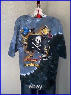 VTG 90' Walt Disney World Pirate Of Carribean Tie Dye TEE T SHIRT XL Extra Large