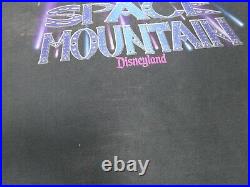 VTG 90s DISNEYLAND Mickey SPACE MOUNTAIN SINGLE STITCH BLACK DISTRESSED LARGE