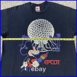 VTG 90s Disney Epcot Walt Disney World T-Shirt Men's L/XL Mickey Shiny RARE