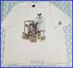 VTG 90s Disney Walt Disney Portrait T Shirt Mickey Mouse Painting Art XXL 2XL