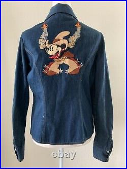 VTG Antonio Guiseppe Walt Disney Western Mickey Mouse Cowboy Denim Jacket Sz XL