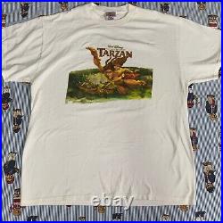 VTG Disney Tarzan Movie Promo Graphic t shirt Adult XL Disney Store White Delta