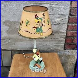VTG Joe Carioca Parrot Walt Disney Productions Ceramic Table Lamp WithOrig. Shade