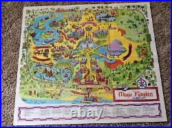 VTG ORIG 1971 MAGIC KINGDOM MAP of WALT DISNEY WORLD 25×28-Nice