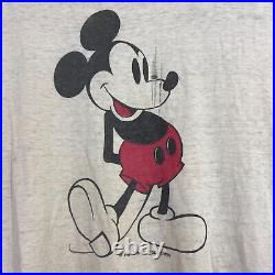 VTG Walt Disney Men's Mickey Mouse 70s White Ringer T-Shirt Sz M