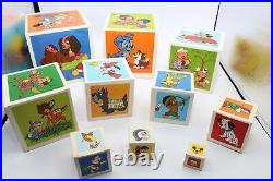 VTG Walt Disney Stackable Learning Boxes Dumbo Bambi Mickey Minnie S-L 10 Pcs