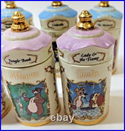 Vintage 14 Piece 1995 Lenox Walt Disney Porcelain Spice Jar Collection