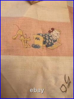Vintage 1930's Walt Disney Enterprises Fabric Mickey Mouse Sleeping Pluto RARE