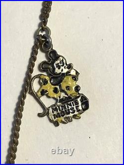 Vintage 1930s Walt Disney Mickey+Minnie Mouse Enamel necklace EXTREMELY RARE