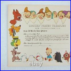 Vintage 1944 Walt Disney War Bond WWII WW2 US Treasury Unissued Unsigned RARE