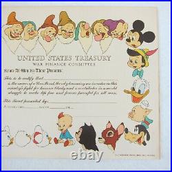 Vintage 1944 Walt Disney War Bond WWII WW2 US Treasury Unissued Unsigned RARE