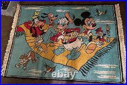 Vintage 1950's LARGE Walt Disney MICKEY MOUSE DONALD DUCK The MAGIC CARPET Rug
