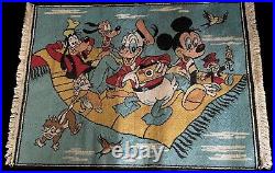 Vintage 1950's LARGE Walt Disney MICKEY MOUSE DONALD DUCK The MAGIC CARPET Rug