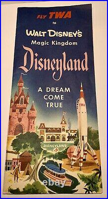 Vintage 1955 Walt Disney Original Disneyland TWA Rocket Pamphlet & Certificate