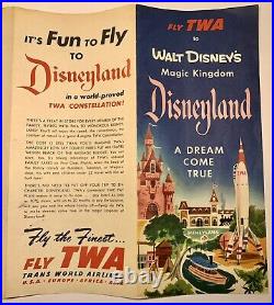 Vintage 1955 Walt Disney Original Disneyland TWA Rocket Pamphlet & Certificate