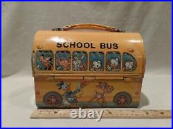 Vintage 1960's Walt Disney Metal Dome School Bus Lunch Box