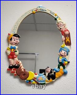 Vintage 1960s Pinocchio Walt Disney Sentinel Creations New York 17 x 21 Mirror
