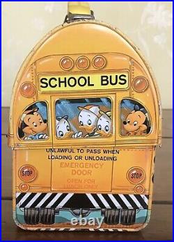 Vintage 1961 Walt Disney Aladdin Rare Orange Dome School Bus Lunchbox & Thermos