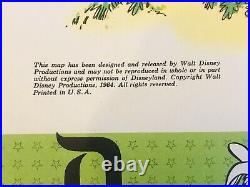 Vintage 1964 Walt Disney Disneyland Souvenir Park Wall Map 44.5 x 30