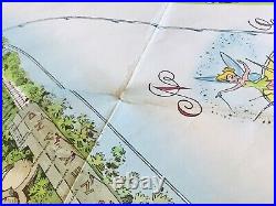 Vintage 1964 Walt Disney Disneyland Souvenir Park Wall Map 44.5 x 30
