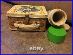 Vintage 1969 Walt Disney Peter Pan Metal Lunch Box With Matching Thermos GC
