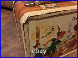 Vintage 1969 Walt Disney Peter Pan Metal Lunch Box With Matching Thermos GC