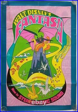 Vintage 1970 WALT DISNEY'S FANTASIA Re-Release PSYCHEDELIC One Sheet Orig Poster
