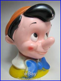 Vintage 1971 Walt Disney Pinocchio Bank large 10 big figural head piggy savings