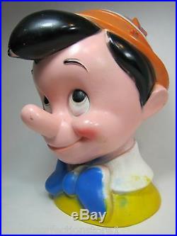 Vintage 1971 Walt Disney Pinocchio Bank large 10 big figural head piggy savings
