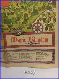 Vintage 1971 Walt Disney World MAGIC KINGDOM Park Souvenir Map Rare 28 X 25