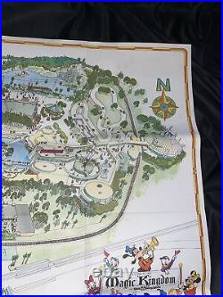 Vintage 1974 WALT DISNEY WORLD Magic Kingdom PARK Guide MAP POSTER 39 x 31