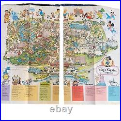 Vintage 1979 Walt Disney World Magic Kingdom Souvenir Park Guide Map 31.5x38