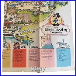Vintage 1979 Walt Disney World Magic Kingdom Souvenir Park Guide Map 31.5x38