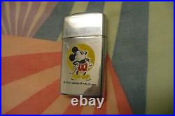 Vintage 1980 Walt Disney Mickey Mouse Zippo Slim Lighter, Nice