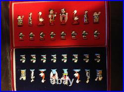 Vintage 1987 Saratoga Mint Walt Disney's Chess Set Metallic Silver & Black Board