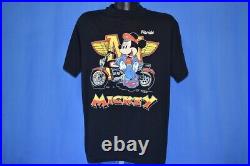 Vintage 80s MICKEY MOUSE MOTORCYCLE BIKER FLORIDA WALT DISNEY CARTOON t-shirt L