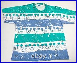 Vintage 80s Mickey Mouse T-Shirt Walt Disney World All Over Print Figment Single