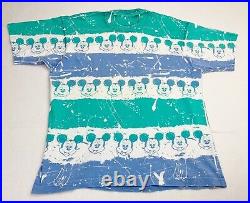 Vintage 80s Mickey Mouse T-Shirt Walt Disney World All Over Print Figment Single