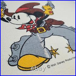 Vintage 80s Rare Walt Disney Two-Gun Mickey Mouse T-Shirt Cowboy Minnie Size XL