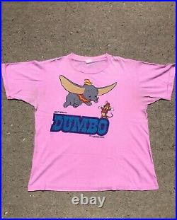 Vintage 80s Walt Disney's Dumbo Movie Promo T Shirt XL Cartoon Mickey Mouse RARE