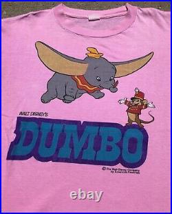 Vintage 80s Walt Disney's Dumbo Movie Promo T Shirt XL Cartoon Mickey Mouse RARE