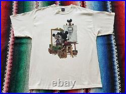 Vintage 90's Mickey Mouse Walt Disney Portrait T Shirt Size 2XL Art Beige Rare