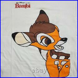 Vintage 90s Disney Big Bambi T-Shirt Movie Promo Single Stitch Tee Sz XL White