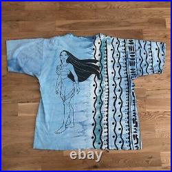 Vintage 90s Disney Pocahontas All Over Movie Promo T-Shirt Large Single Stitch
