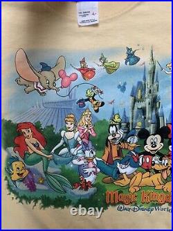 Vintage 90s Disney Walt Disney World Magic Kingdom T Shirt Mickey Mouse Size LRG