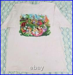 Vintage 90s Disney Walt Disney World Magic Kingdom T Shirt Pink Mickey Mouse XL