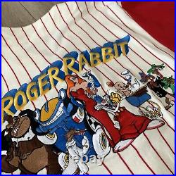Vintage 90s Roger Rabbit T Shirt Baseball Jersey Stripe Disney Promo Rare S