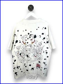 Vintage 90s Walt Disney 101 Dalmatians All Over Print T-Shirt Size XL White