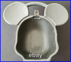 Vintage Aladdin Walt Disney Mickey Mouse Head Plastic Lunch Box-Original Thermos